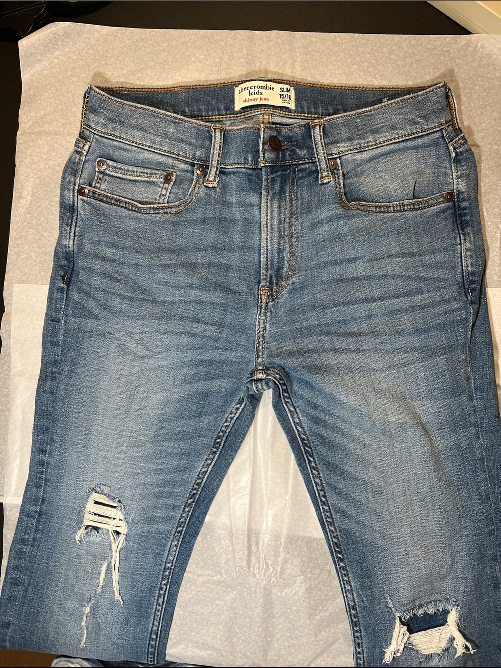 Abercrombie & Fitch Slim kids Distressed Light Blue Jeans